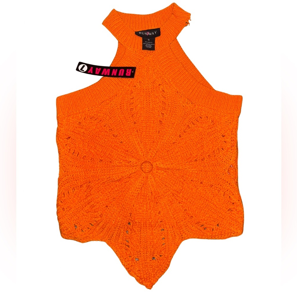Runway Orange Knit Halter Top